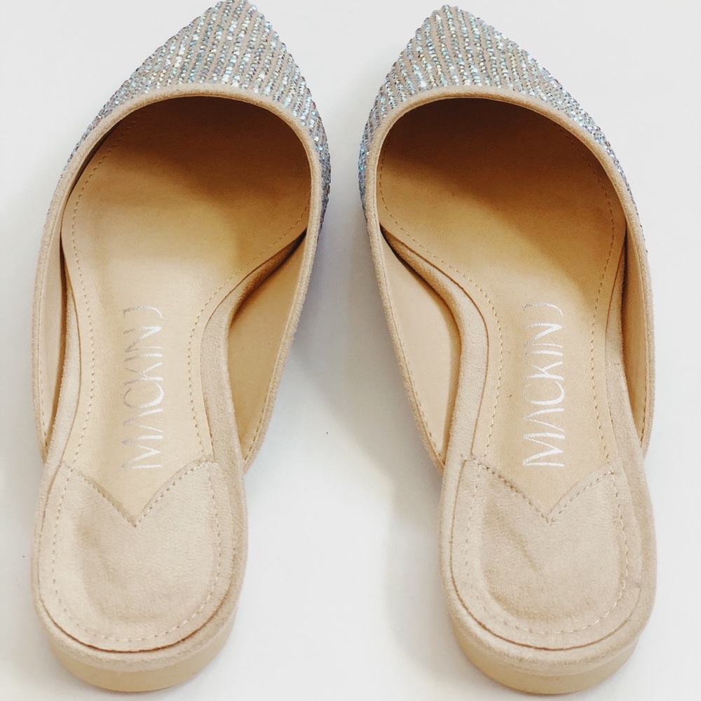 🆕Devon Nude & Rhinestone Pointy Toe Mules Slides - Picture 3 of 8